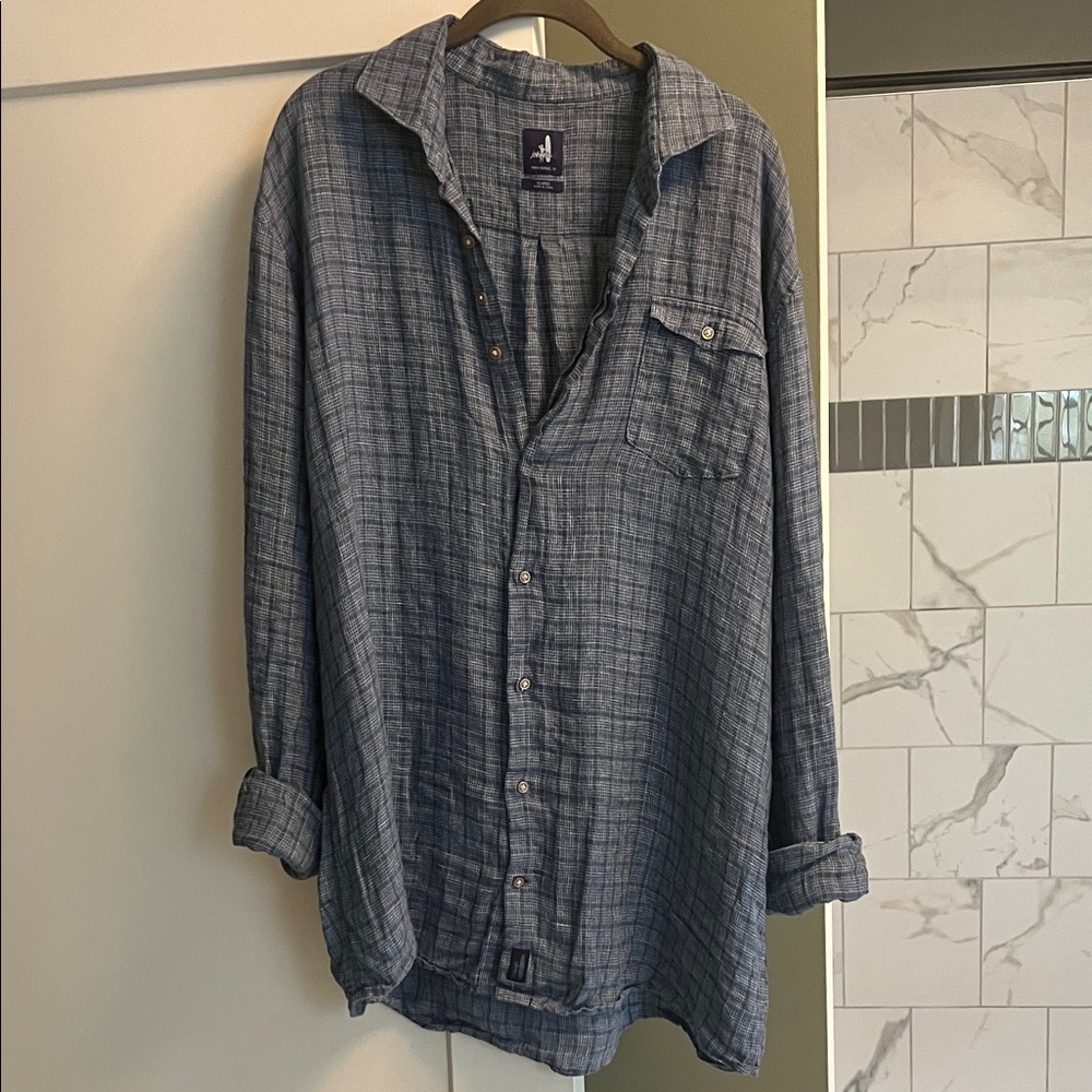 johnnie-O Navy Checkered Shirt